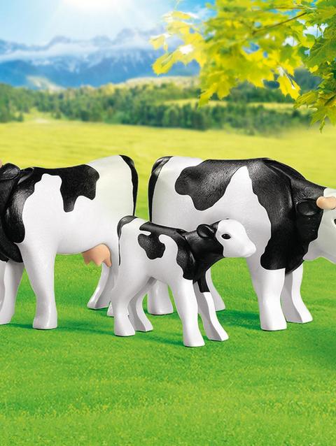 2 Cows with Calf (Black/White)